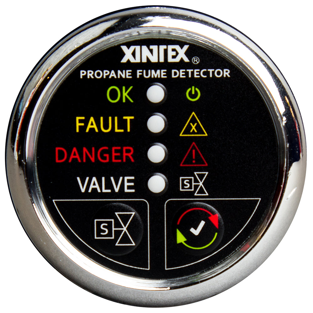 Fireboy-Xintex Propane Fume Detector w/Automatic Shut-Off &amp; Plastic Sensor - No Solenoid Valve - Chrome Bezel Display