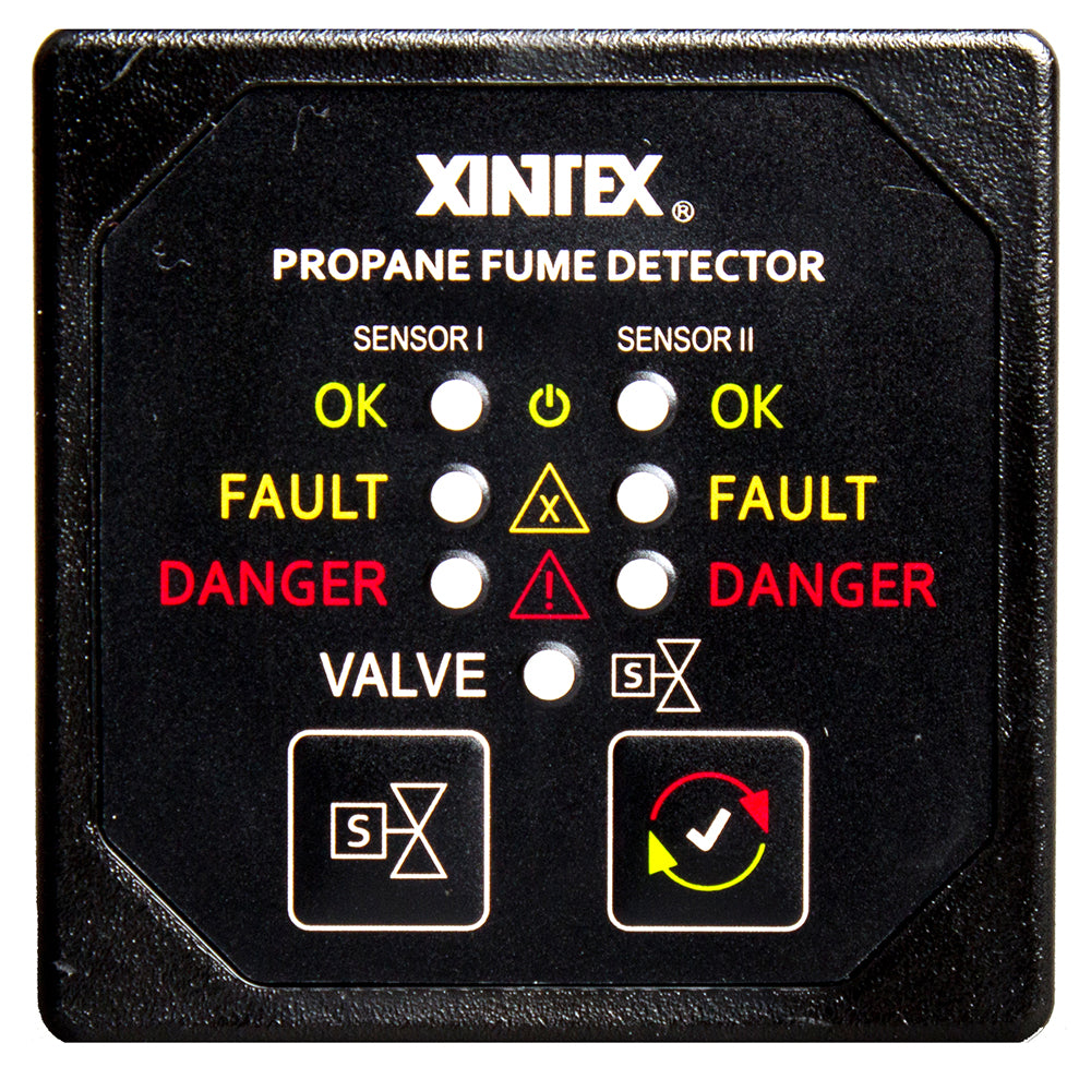 Fireboy-Xintex Propane Fume Detector &amp; Alarm w/2 Plastic Sensors &amp; Solenoid Valve - Square Black Bezel Display