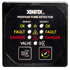 Fireboy-Xintex Propane Fume Detector &amp; Alarm w/2 Plastic Sensors &amp; Solenoid Valve - Square Black Bezel Display