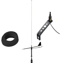 Glomex Black Swan VHF Antenna w/Wind Indicator &amp; 66&#39; Coax Cable