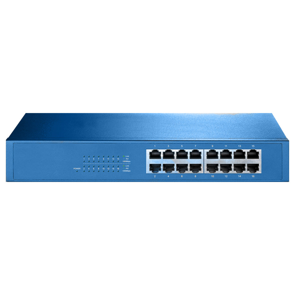 Aigean 16-Port Network Switch - Desk or Rack Mountable - 100-240VAC - 50/60Hz