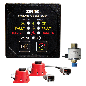 Fireboy-Xintex Propane Fume Detector, 2 Channel, 2 Sensors, Solenoid Valve & Control & 20' Cable - 24V DC P-2BS-24-R