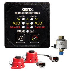 Fireboy-Xintex Propane Fume Detector, 2 Channel, 2 Sensors, Solenoid Valve & Control & 20' Cable - 24V DC P-2BS-24-R