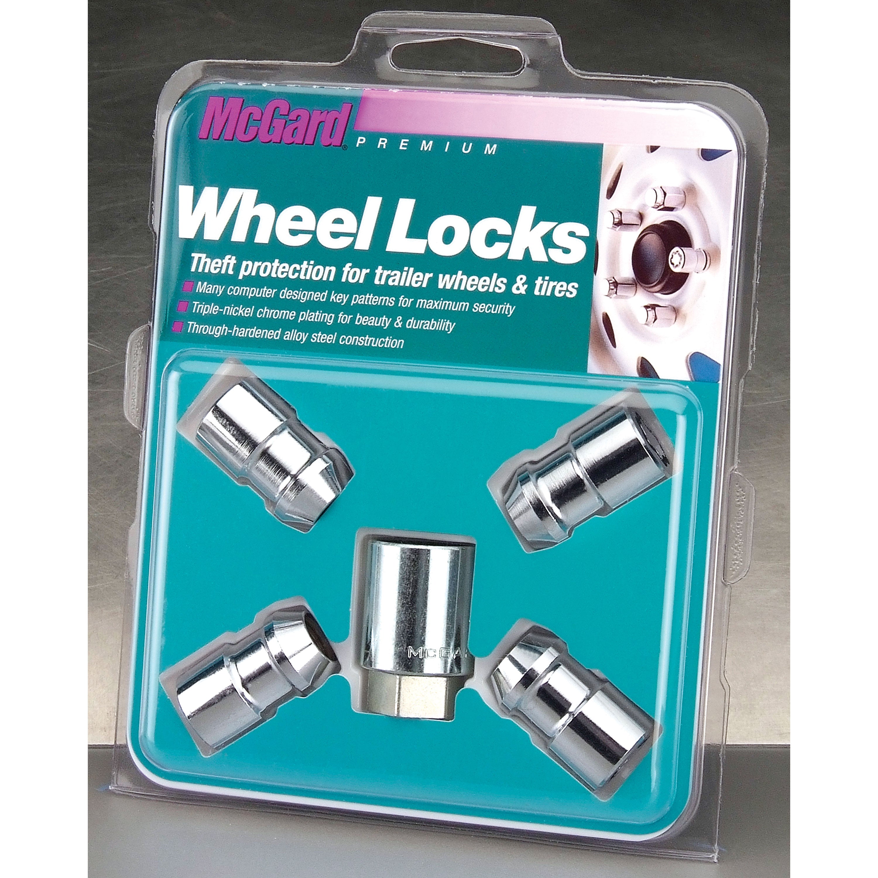 McGard 74041 Chrome Cone Seat Trailer Wheel Lock Set - 1/2-20 Thread, 4 Pack