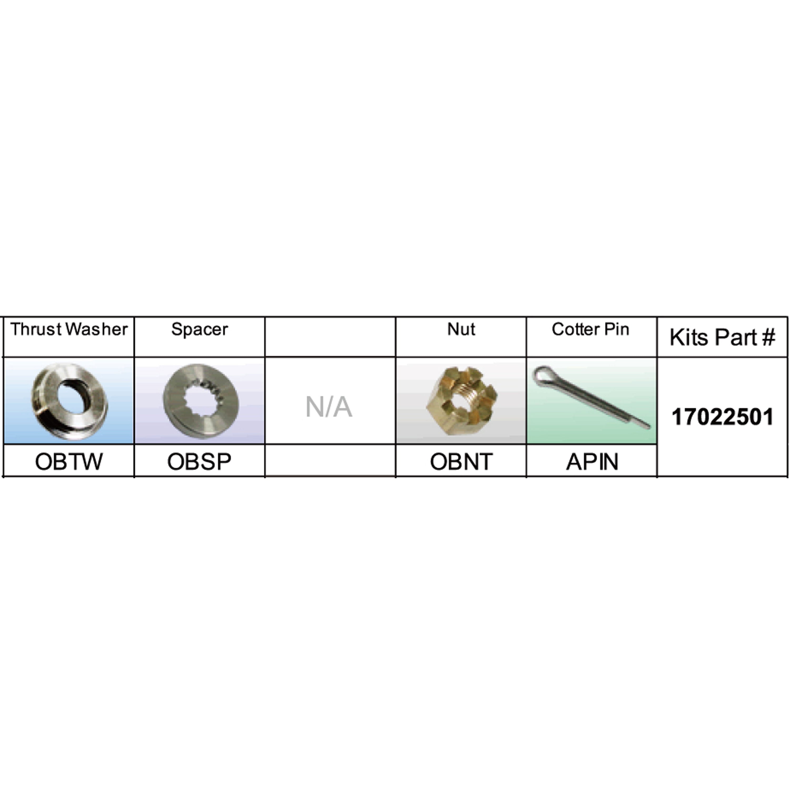 Solas 17022501 OB-PKT Propeller Kit for BRP/Johnson/Evinrude/OMC 15-35 HP