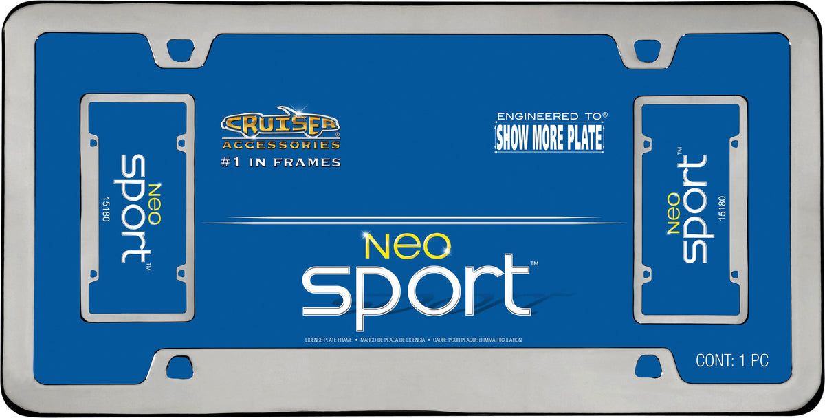 Cruiser Accessories 15180 License Plate Frame - Neo Sport, Black Chrome-Plated Metal