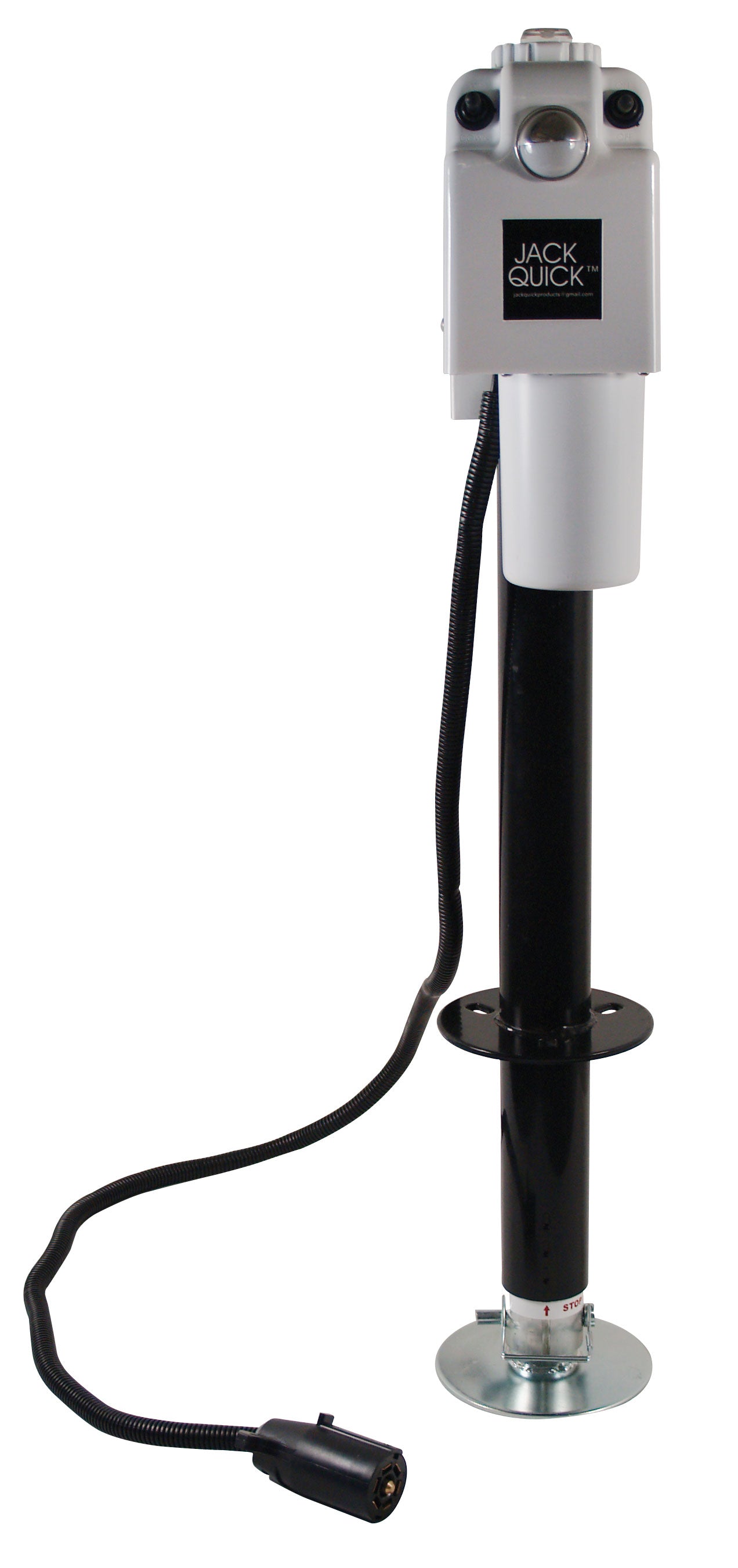 Quick Products JQ-3500W-7P Power A-Frame Electric Tongue Jack with 7-Way Plug - 3,650 lbs. Lift Capacity, White