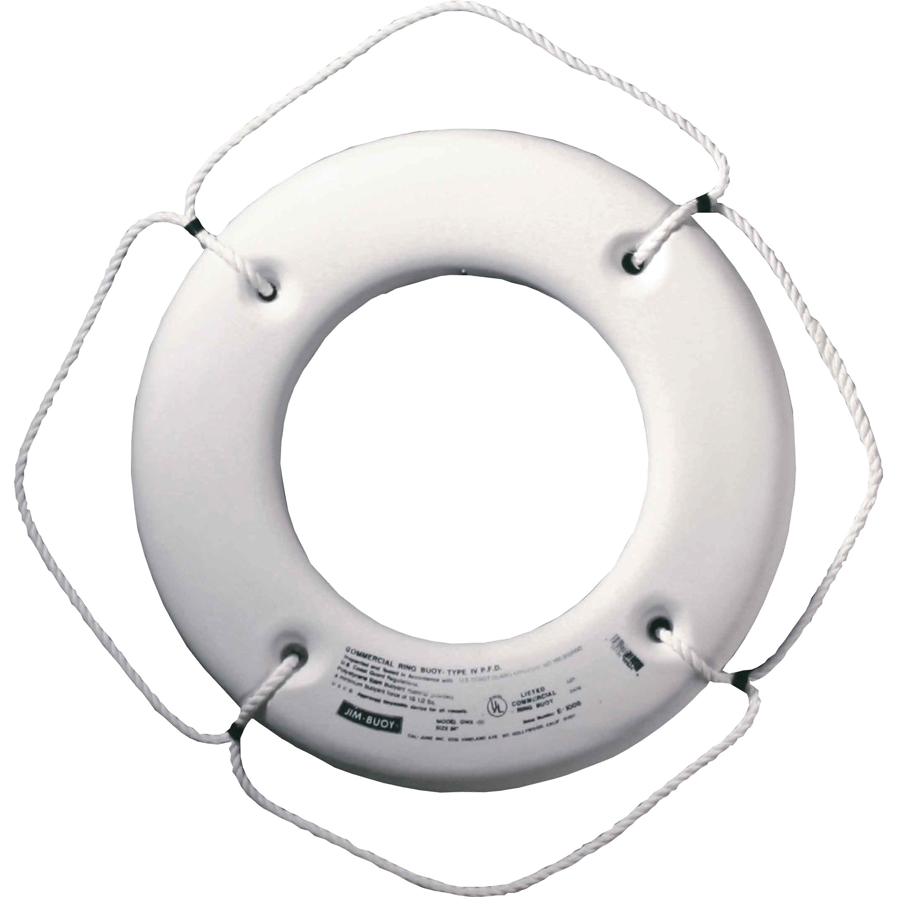 Jim-Buoy HS-24 W Hard Shell Series Life Ring - 24", White