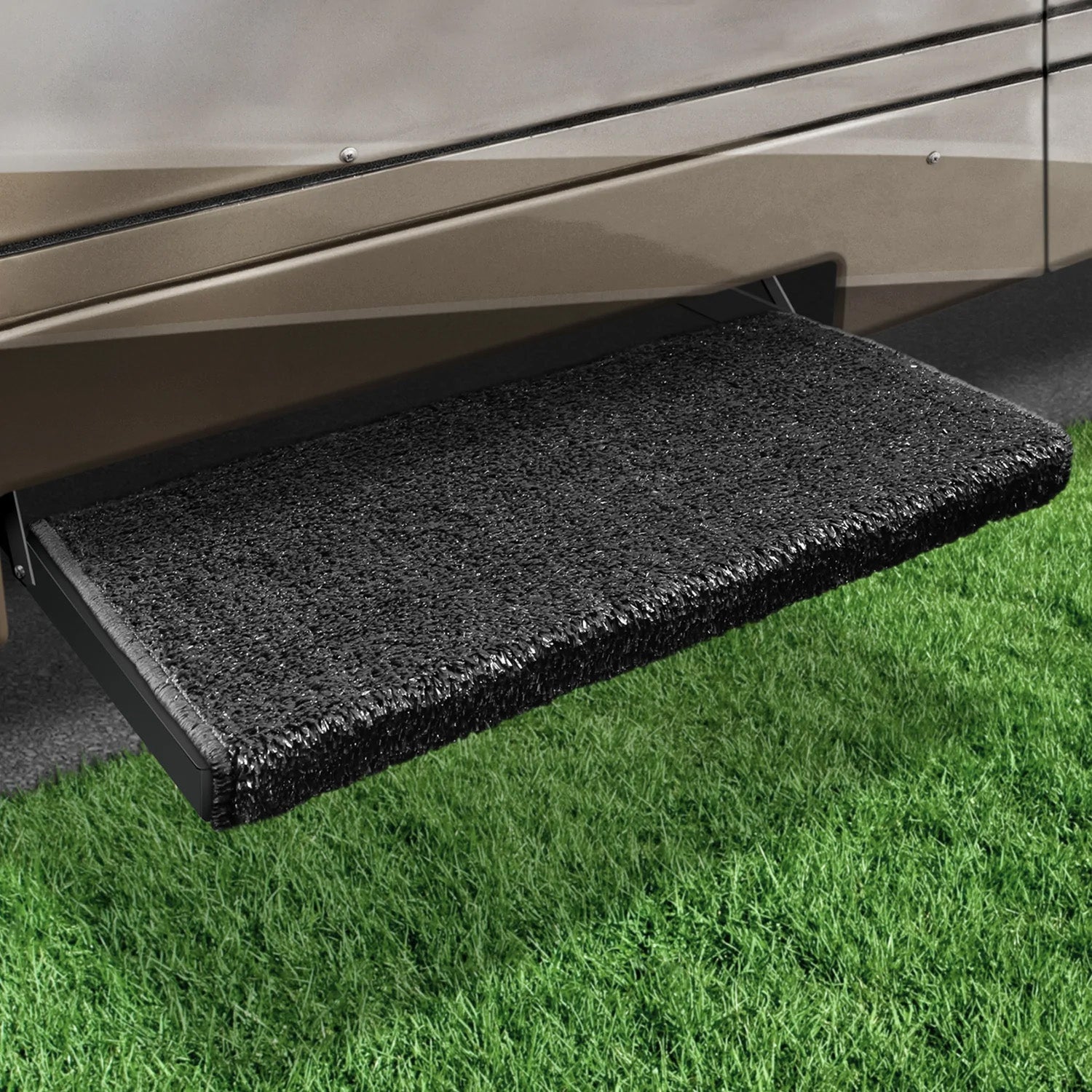 Prest-O-Fit 2-0050 Jumbo Wraparound+Plus RV Step Rug - 23", Black