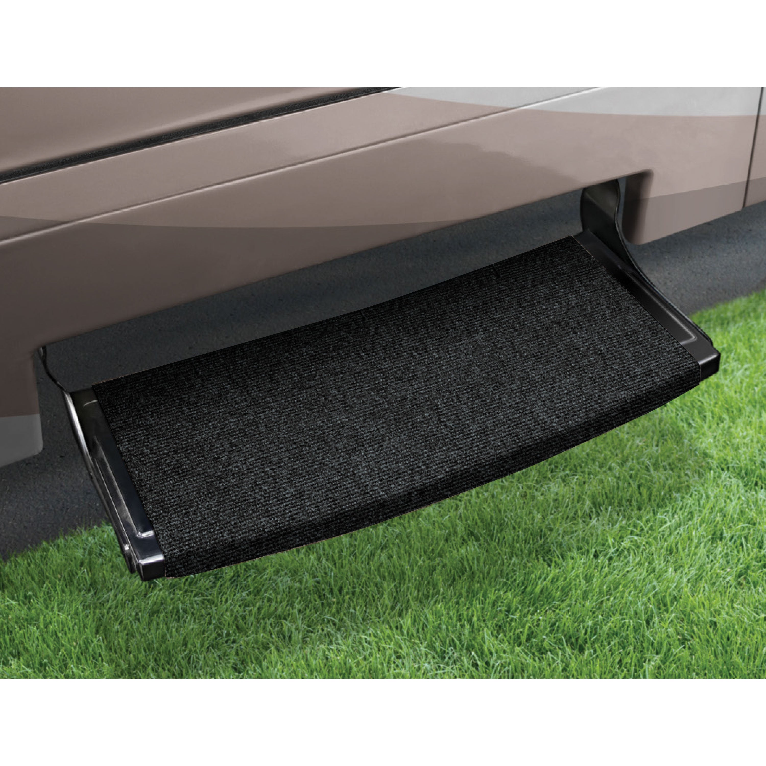 PREST-O-FIT 2-0384 Outrigger Radius XT Curved RV Step Rug - 22", Black Onyx