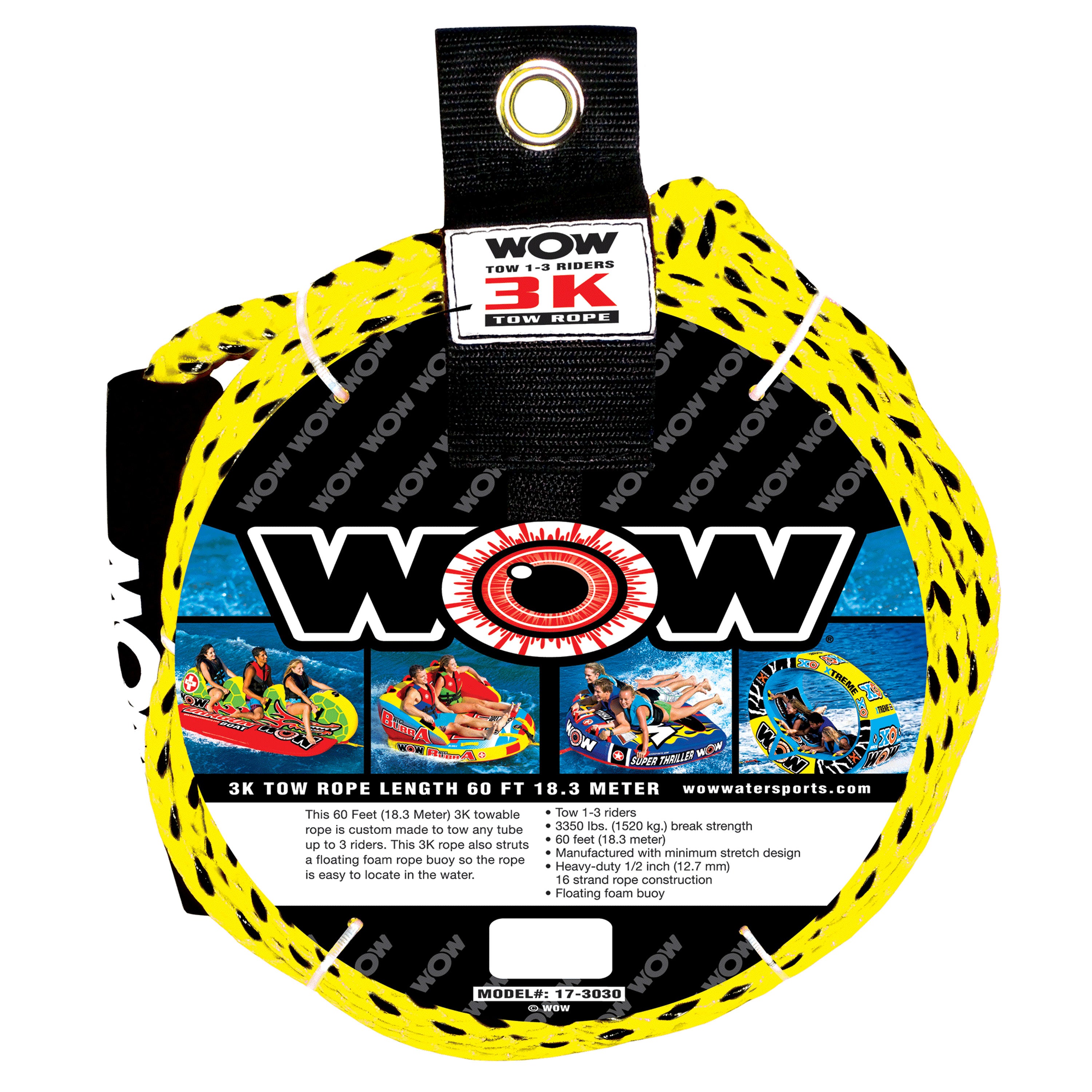 WOW Watersports 17-3030 3-Rider Tow Rope - 3K, 60'