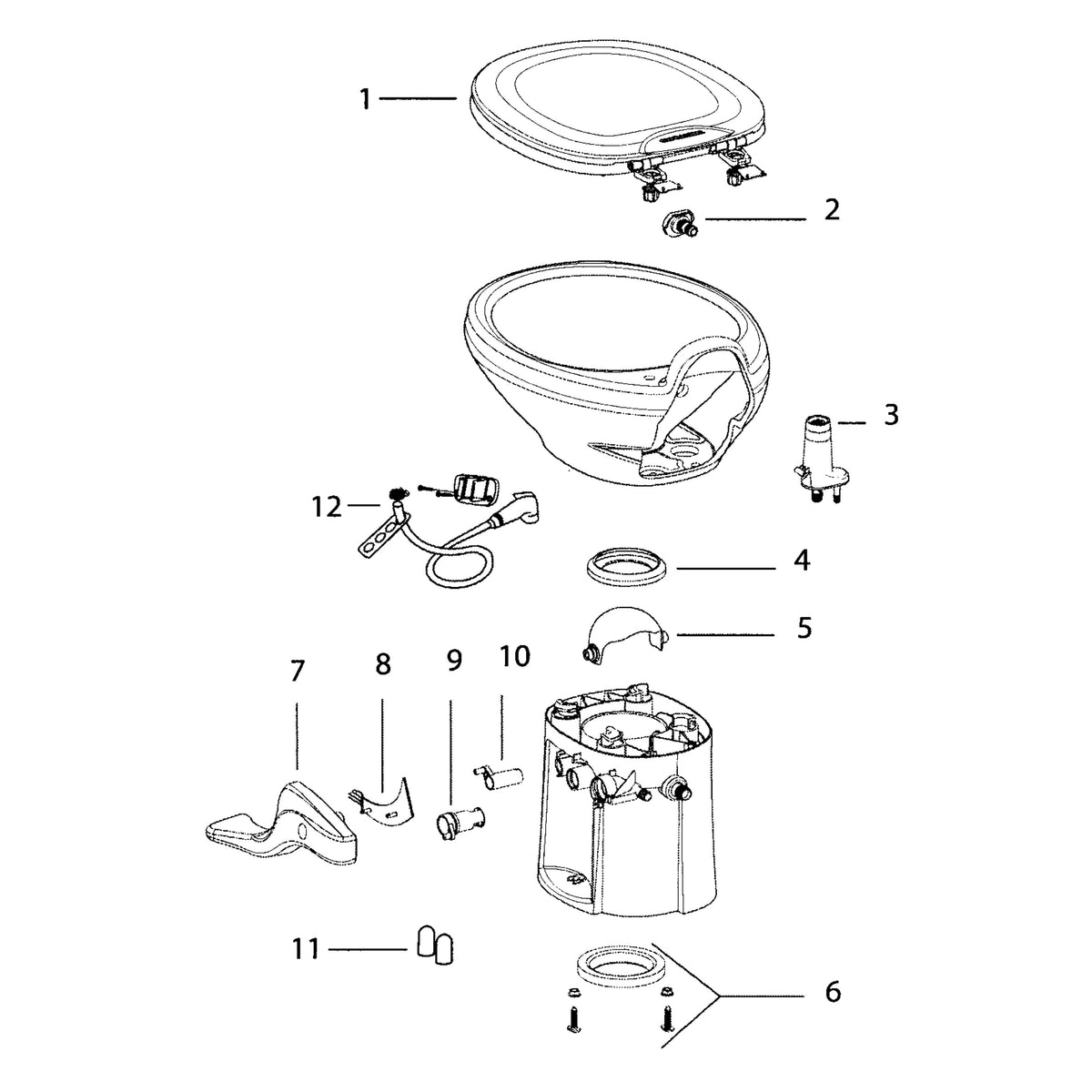 Thetford 42036 White Seat and Cover Assembly for Style Lite and Plus Toilets