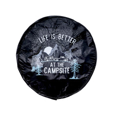 Camco 53291 "Life is Better at the Campsite" Spare Tire Cover - Size F (Up to 29" Tire), Sunrise