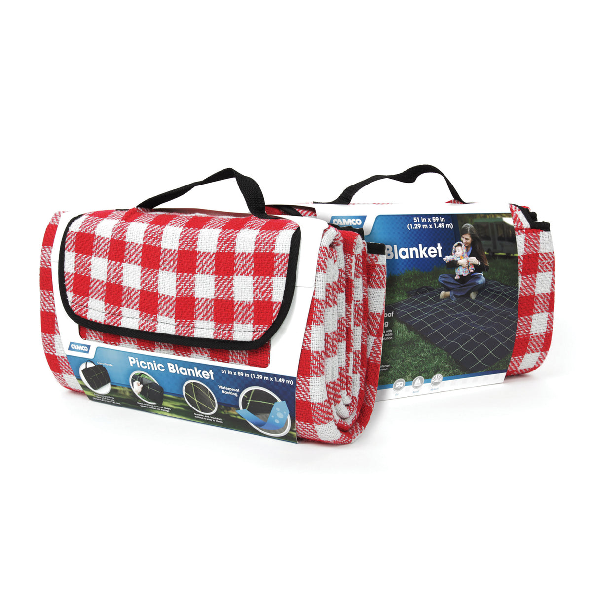 Camco 42801 Picnic Blanket - Red and White Checkered