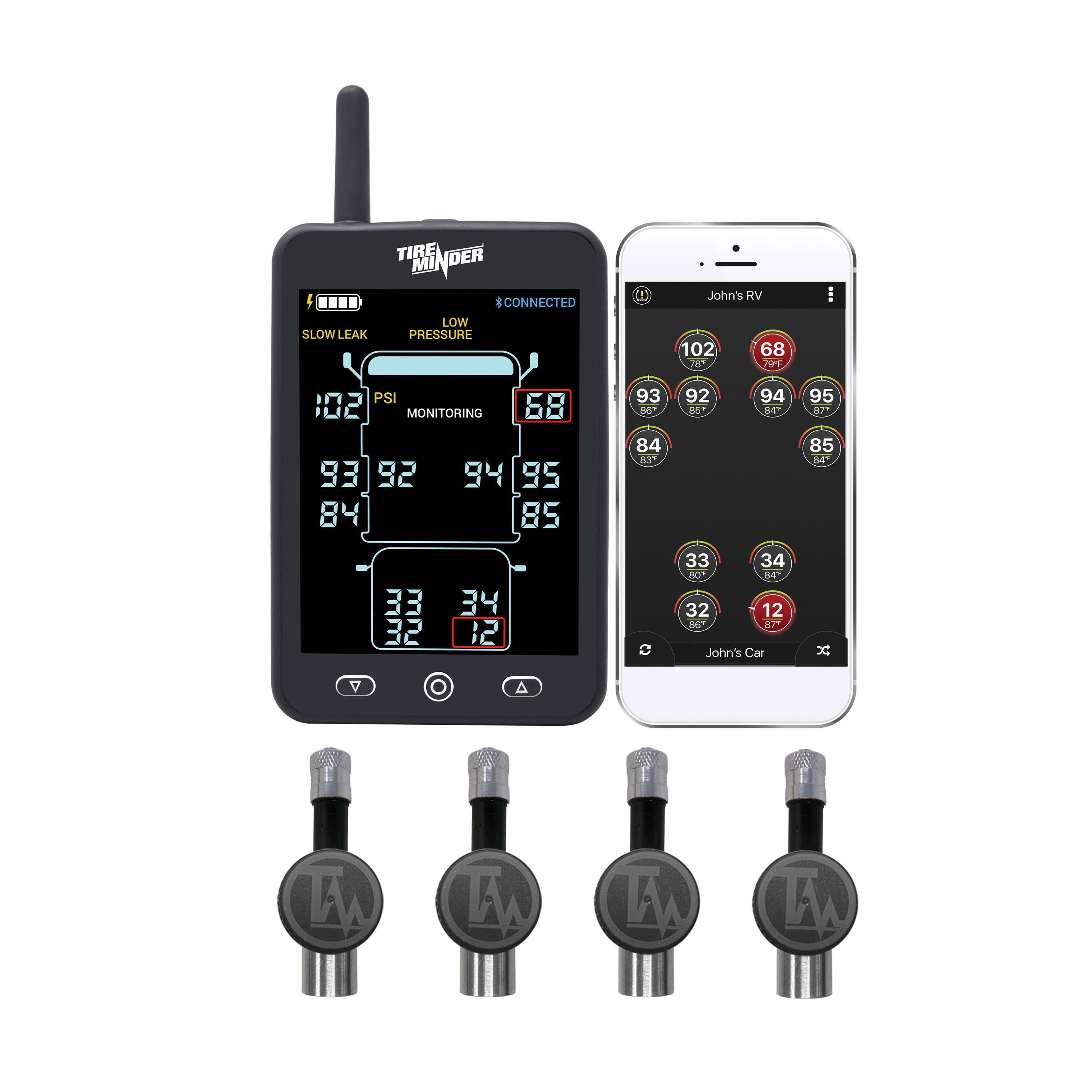 Minder Research TM22157 TireMinder A1AS RV TPMS with 4 Flow Through Transmitters