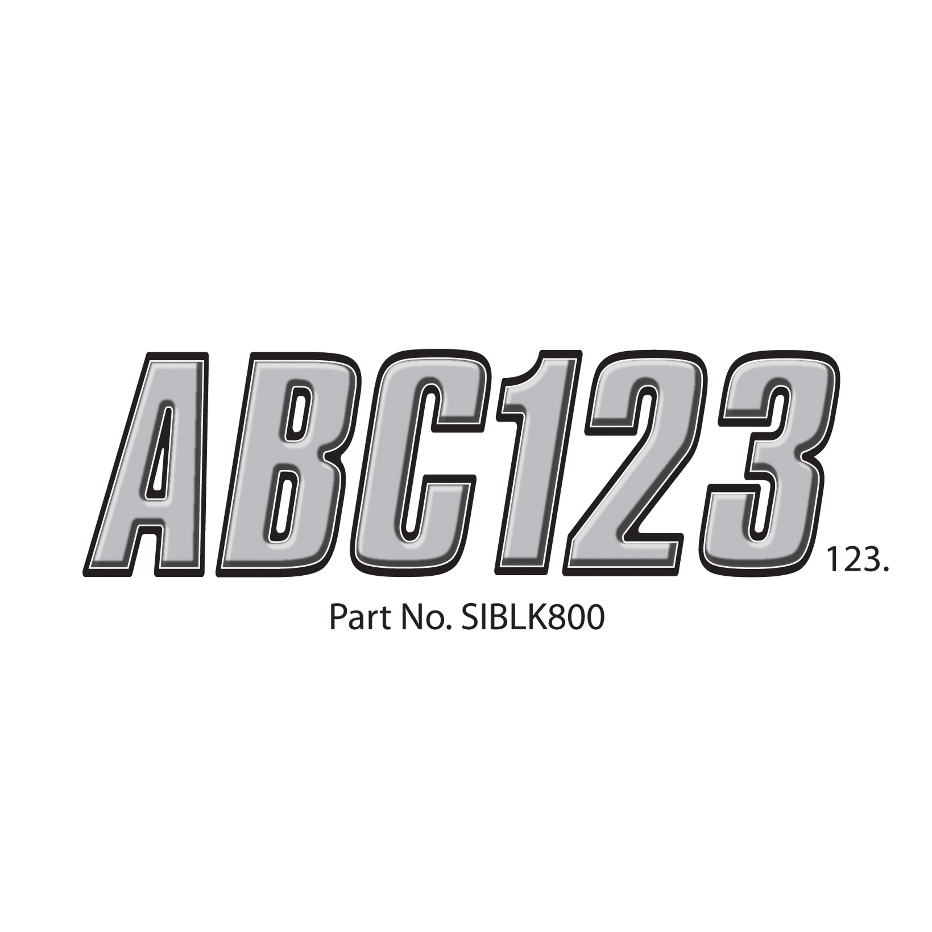 Hardline SIBLK800 Boat Lettering Registration Kit - Silver/Black