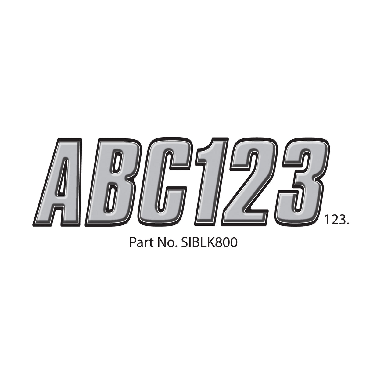 Hardline SIBLK800 Boat Lettering Registration Kit - Silver/Black