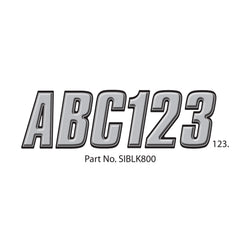 Hardline SIBLK800 Boat Lettering Registration Kit - Silver/Black