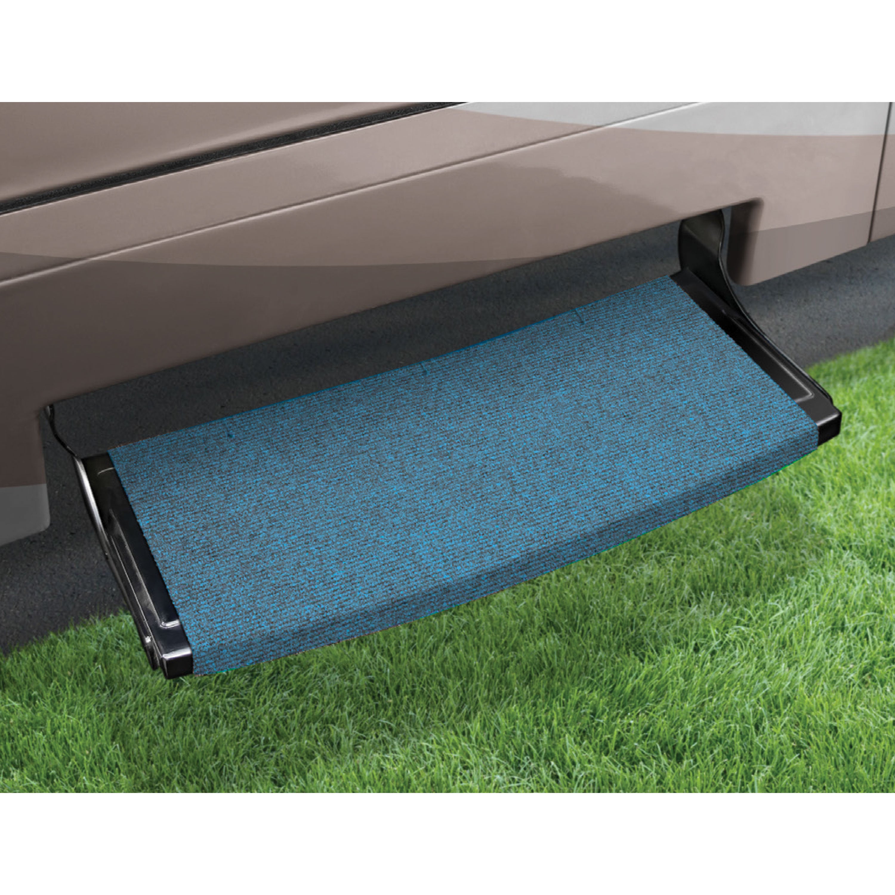 PREST-O-FIT 2-0382 Outrigger Radius XT Curved RV Step Rug - 22", Atlantic Blue