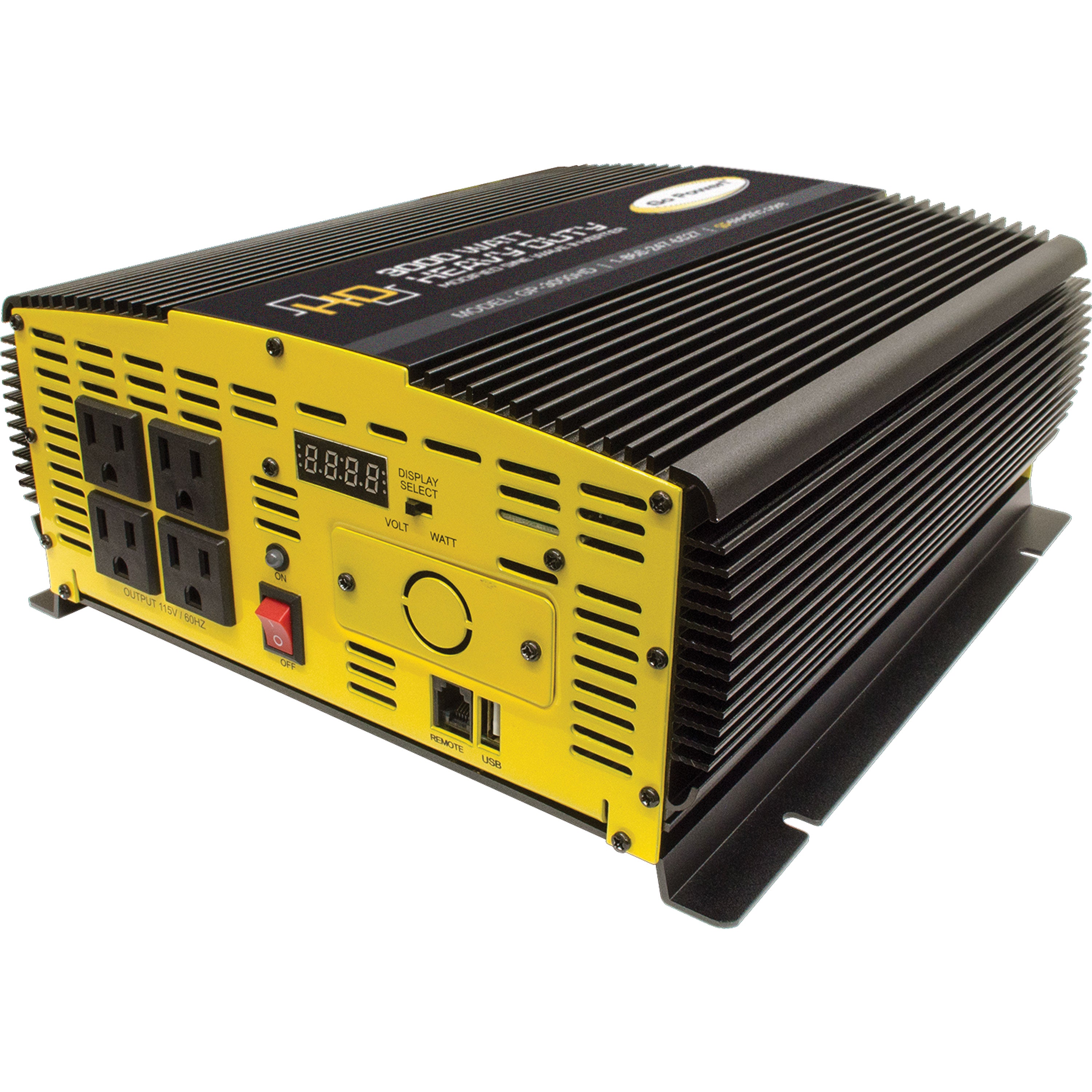 Go Power! GP-3000HD Heavy-Duty Modified Sine Wave Inverter - 3000 Watt, 4 Outlets (+HW)