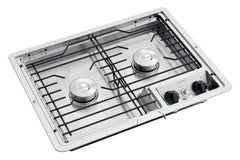 Dometic 9108917578 (50214) Drop-In Two-Burner 12V Cooktop with Wire Grate - Stainless Steel, Piezo