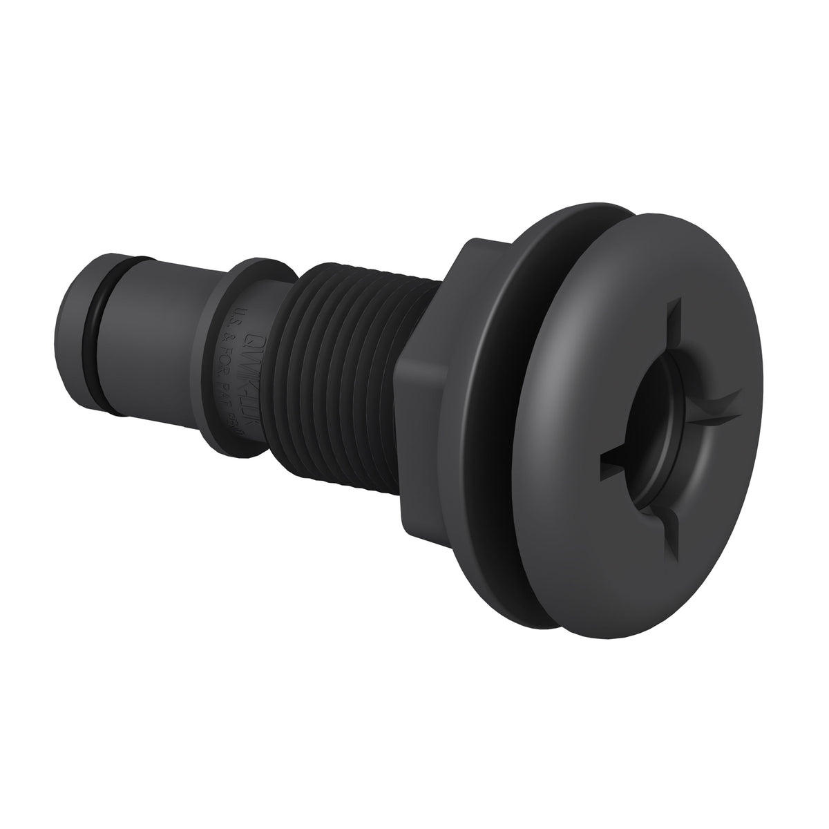 Flow-Rite MA-011-QLB Qwik-Lok Flanged Thru-Hull 3/4" Fitting - Straight, Black