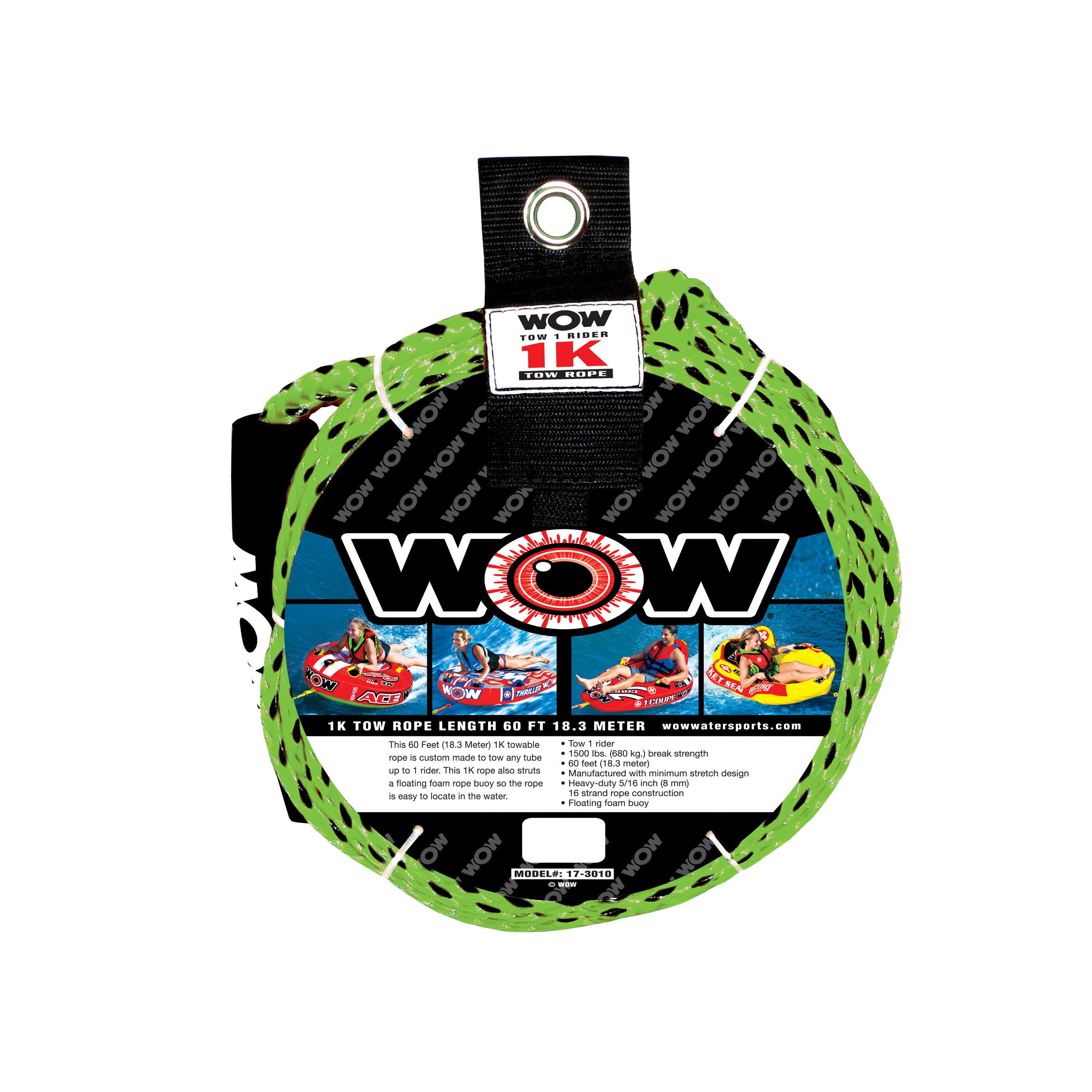 WOW Watersports 17-3010 1-Rider Tow Rope - 1K, 60'