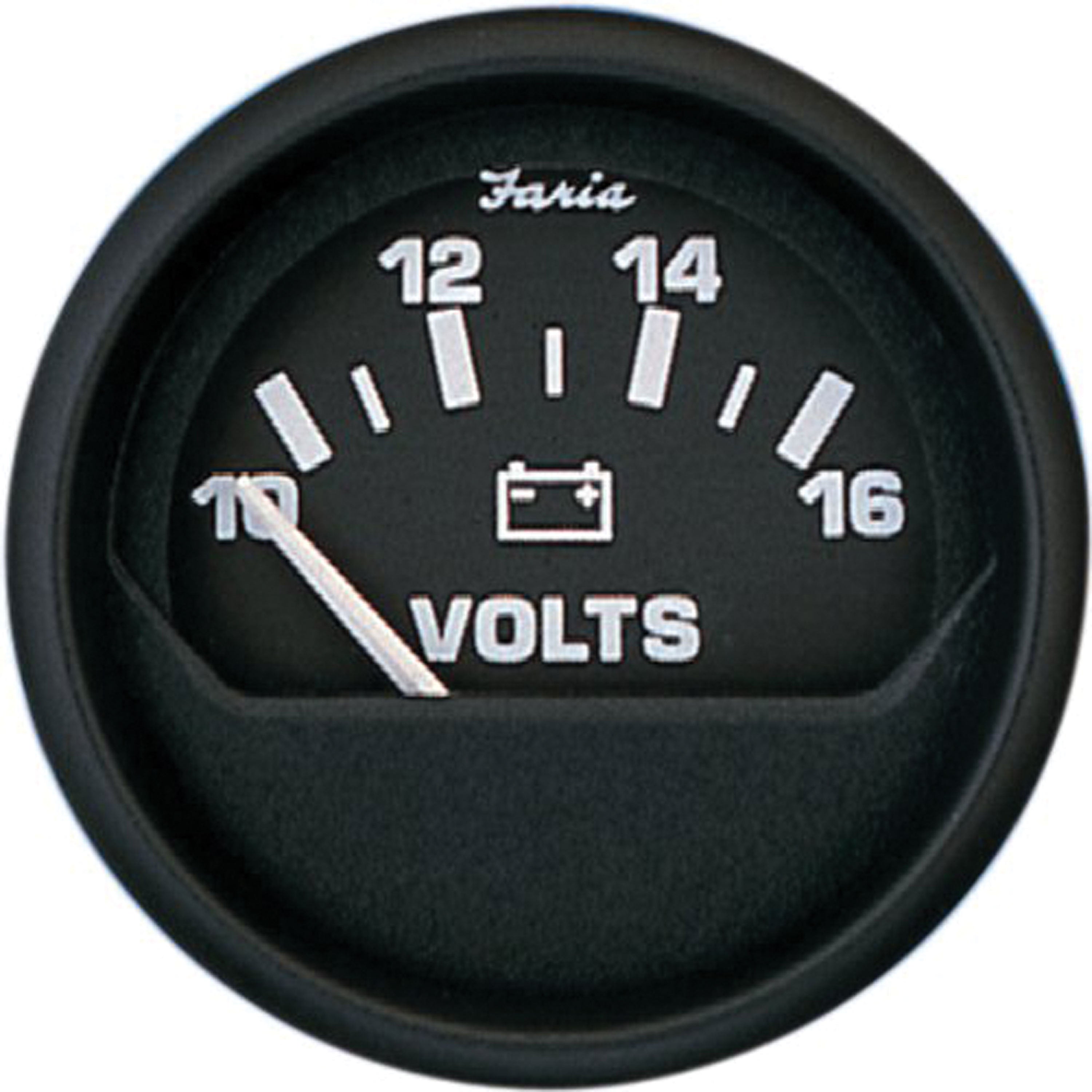 Faria 12821 Euro Voltmeter (10-16 VDC) - 2", Black