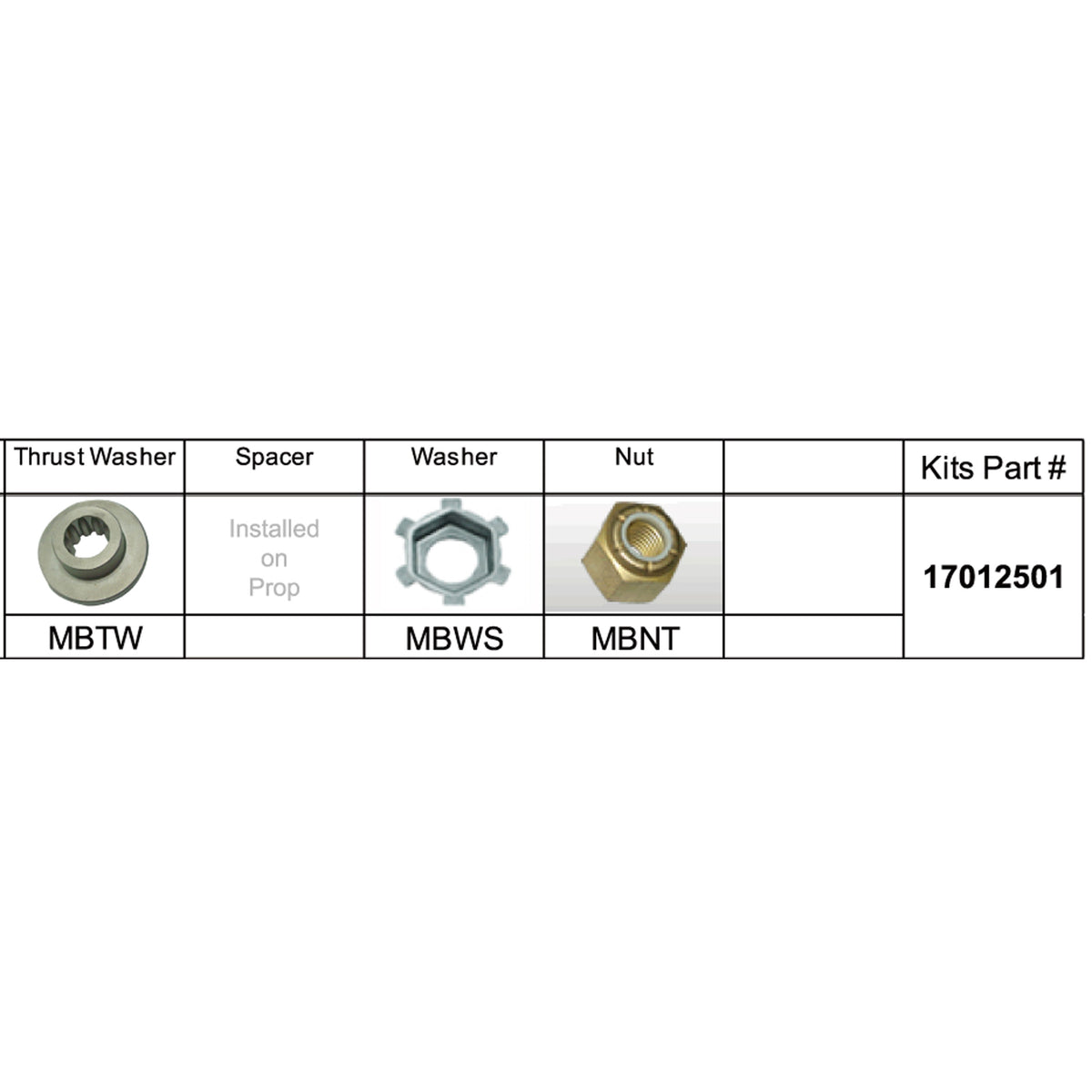 Solas 17012501 MB-PKT Propeller Kit for Mercury 9.9-25 HP