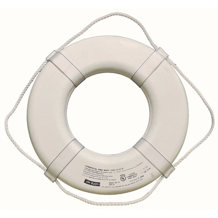 Jim-Buoy GW-24 G-Series Life Ring with Web Straps - 24", White