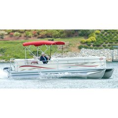 Carver 510AL07 Sunbrella Pontoon Bimini Top with Running Light Cut-Out - Jockey Red, Fits Frame 50510