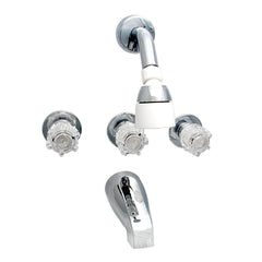 Valterra PF214307 Brass Three-Handle 8" Tub/Shower Faucet with Shower Head Kit - Chrome