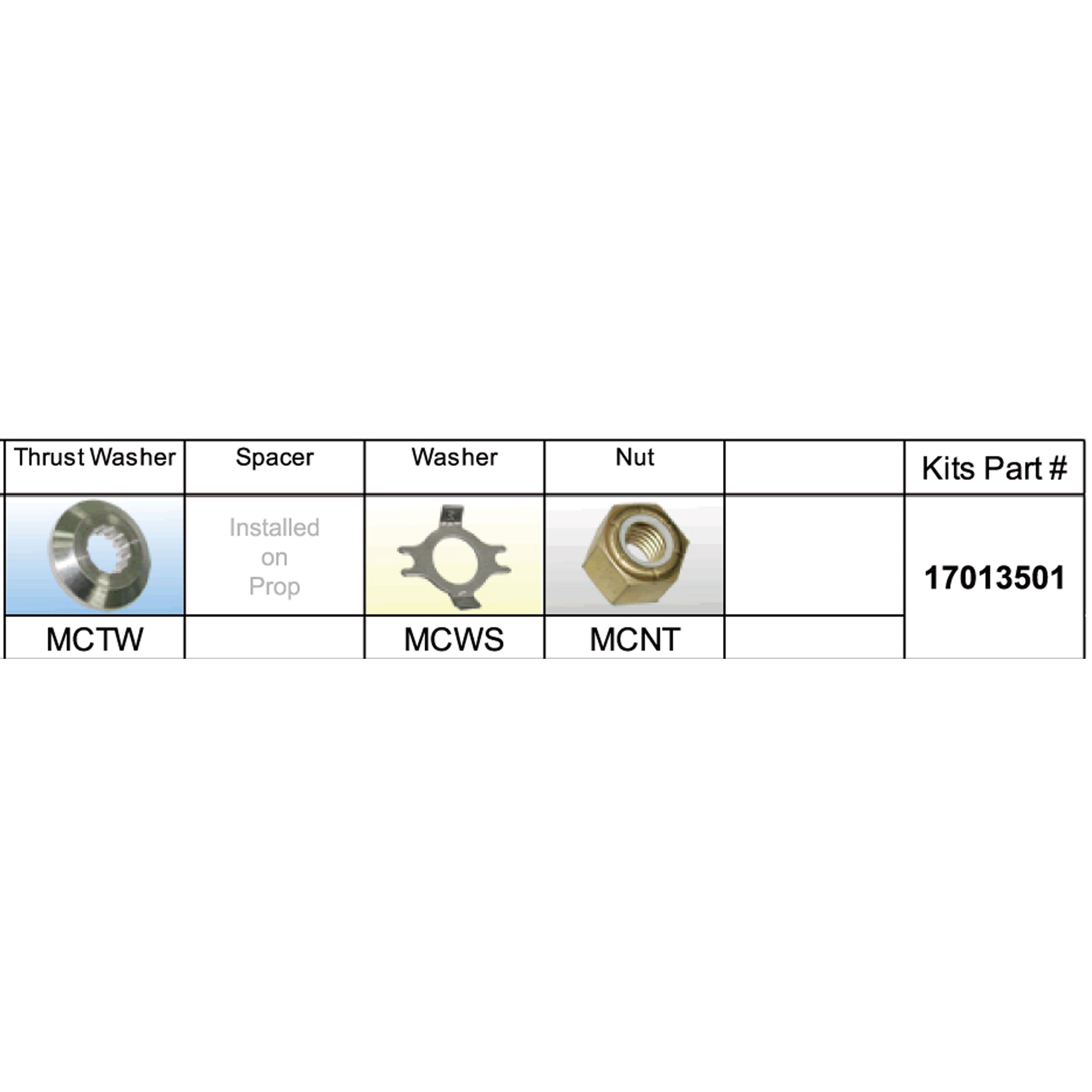 Solas 17013501 MC-PKT Propeller Kit for Mercury 25-70 HP