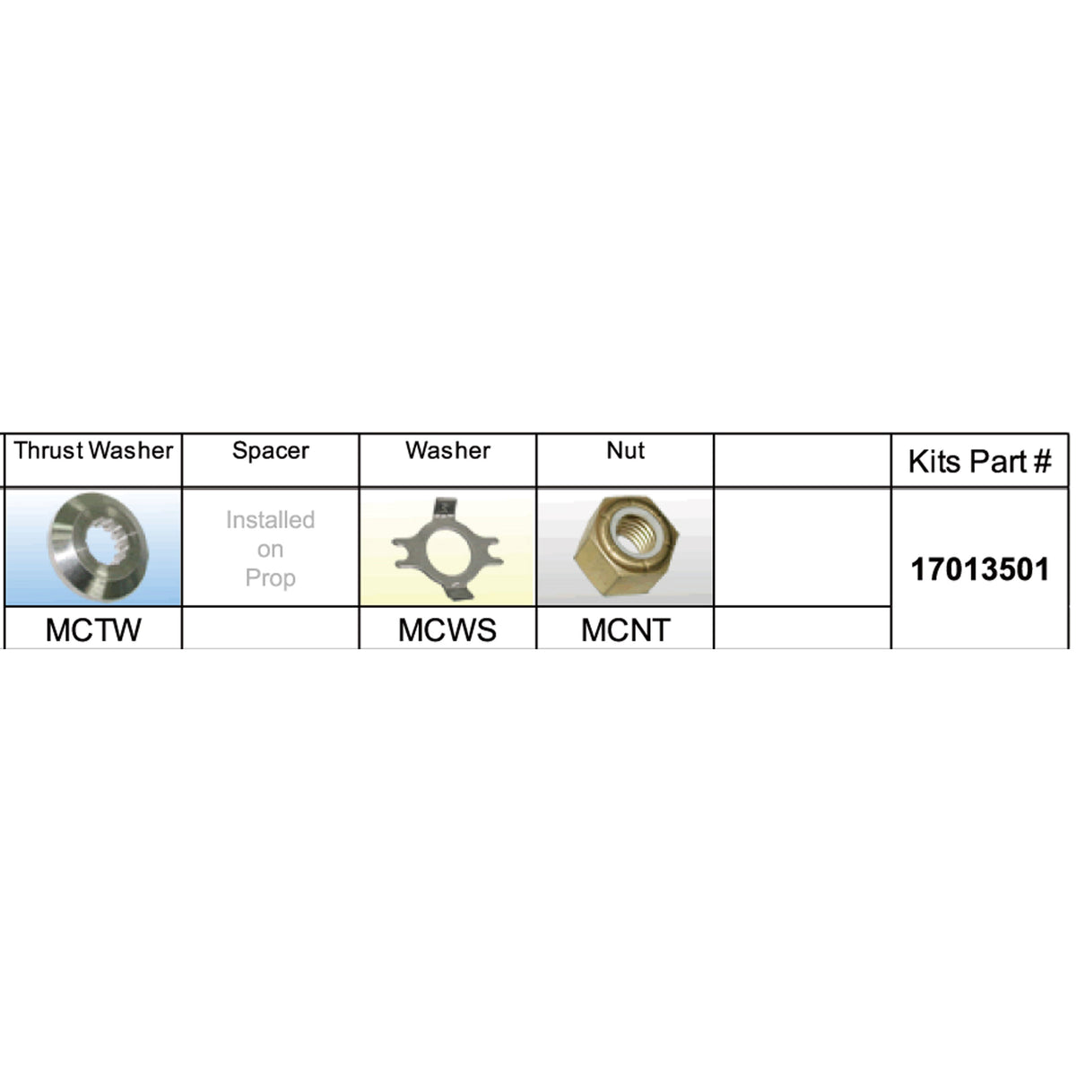 Solas 17013501 MC-PKT Propeller Kit for Mercury 25-70 HP